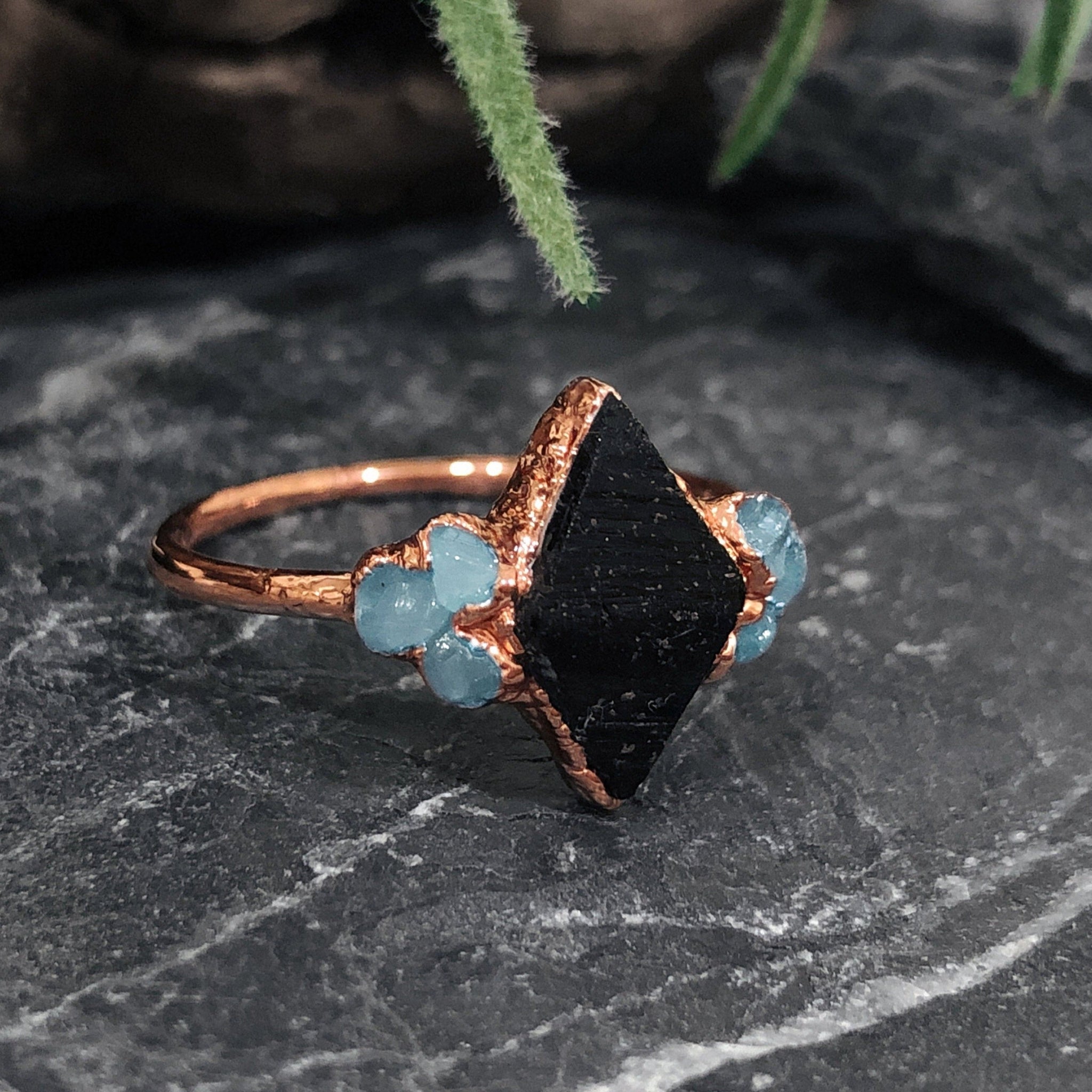 Black Tourmaline Adjustable Ring - Confidence and EMF Protection
